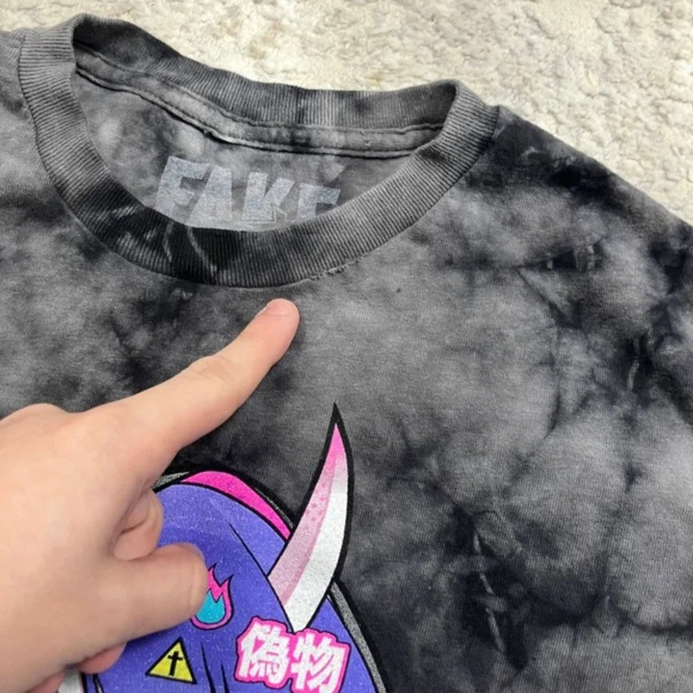 Hot Topic Anime T Shirt Cyberpunk Graphic Tie Dye Distressed Emo Grunge Size S